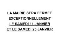 fermeture mairie samedis janvier 2025