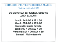 Horaires mairie été